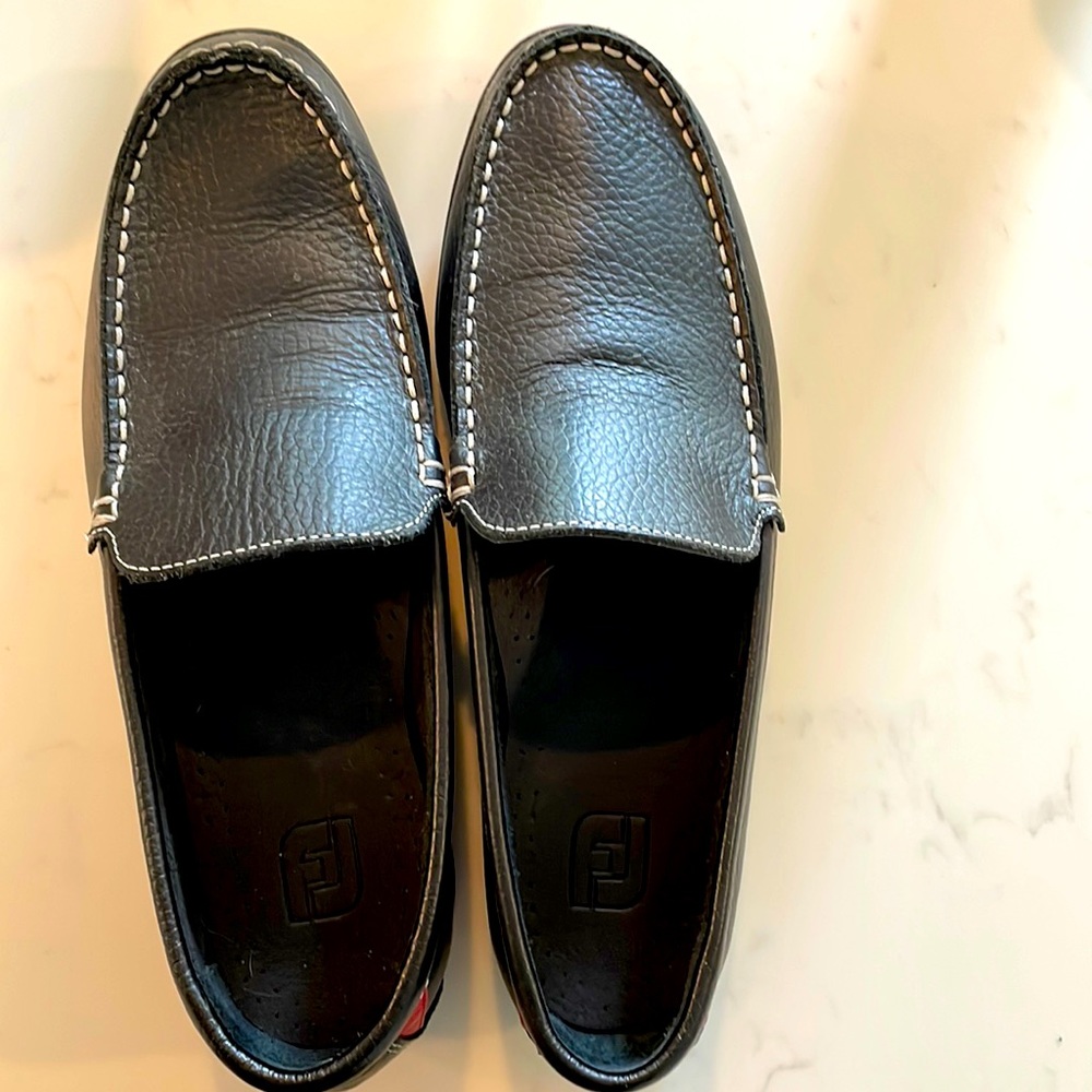 FootJoy Club Casual Men's Size 8.5 Shoes Black Leather Moc Toe Comfort Loafers.